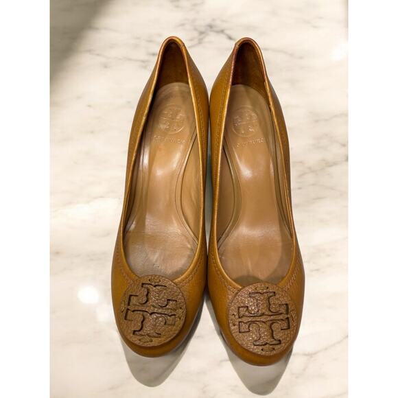 Tory Burch Sally Tumbled Leather Wedge Heel Size 7.5M - Picture 4 of 10